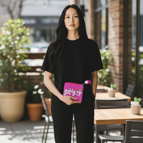 Western Pink Beaded Clutch Bag | Giddy Up Rodeo Theme | NWT - Picture 4 of 5
